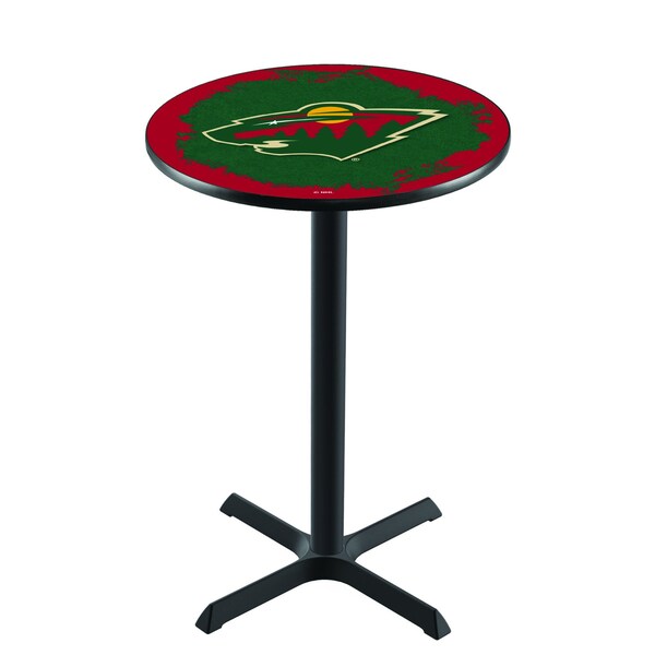 Holland Bar Stool Co 42" Blk Wrinkle Minnesota Wild Pub Table - L211B4228MINWLD