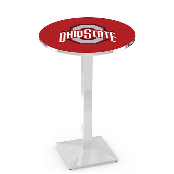 Holland Bar Stool Co 36" Chrome Ohio State Pub Table, 36" dia. Top - L217C3636OHIOST