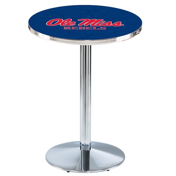 Holland Bar Stool Co 42" Chrome Ole' Miss Pub Table, 36" dia. Top - L214C4236MSSPPU