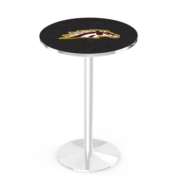 Holland Bar Stool Co 42" Chrome Western Michigan Pub Table, 36" dia. Top - L214C4236WESTMI