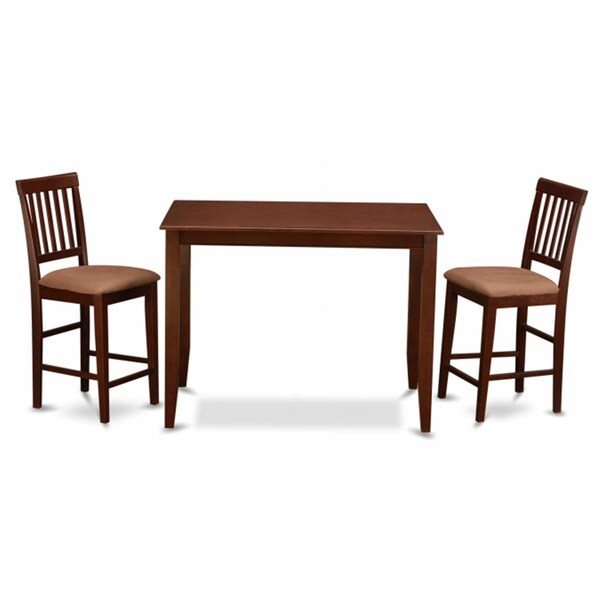 East West Furniture 3 Piece Counter Height Table Set-Table and 2 Dinette Chairs - BUVN3-MAH-C