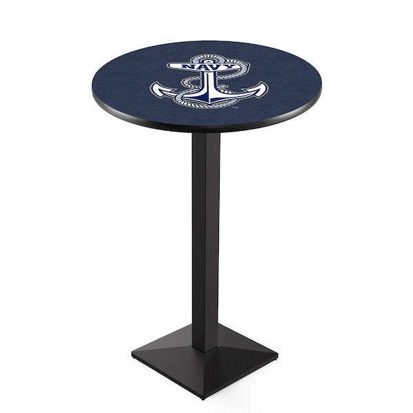 Holland Bar Stool Co 42" Blk Wrinkle US Naval Academy NAVY Pub Table, 36" dia. Top - L217B4236USNAVA