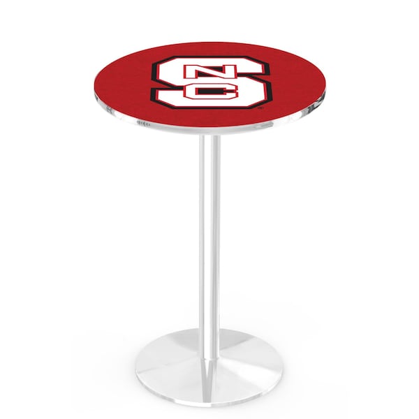 Holland Bar Stool Co 36" Chrome North Carolina State Pub Table, 36" dia. Top - L214C3636NCARST