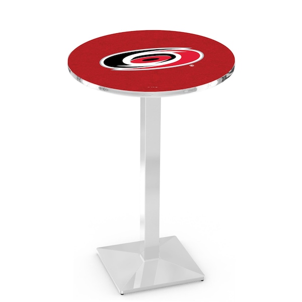 Holland Bar Stool Co 42" Chrome Carolina Hurricanes Pub Table, 36" dia. Top - L217C4236CARHUR
