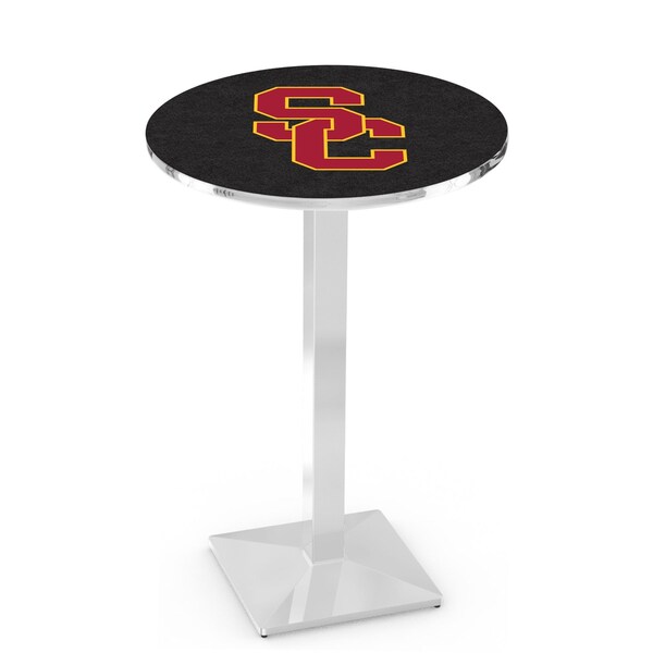 Holland Bar Stool Co 42" Chrome USC Trojans Pub Table, 36" dia. Top - L217C4236SOUCAL