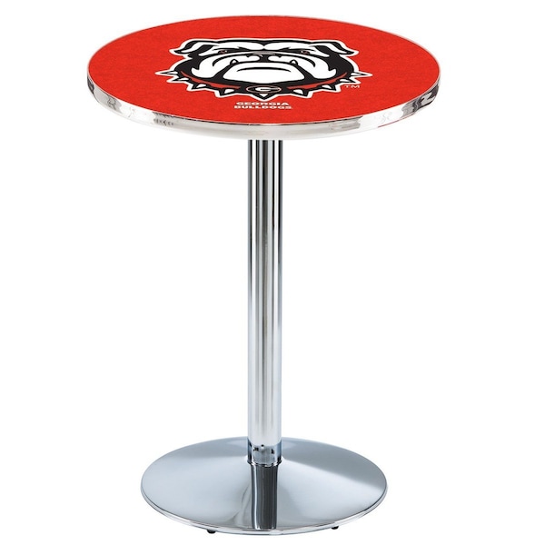 Holland Bar Stool Co 36" Chrome Georgia "Bulldog" Pub Table, 36" dia. Top - L214C3636GA-DOG