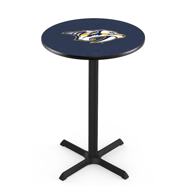 Holland Bar Stool Co 42" Blk Wrinkle Nashville Predators Pub Table, 36" dia. Top - L211B4236NSHPRE