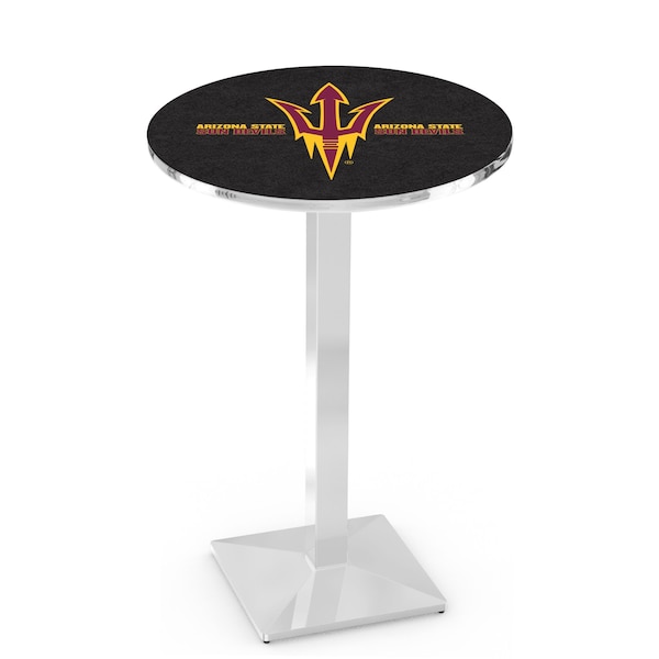Holland Bar Stool Co 36" Chrome Arizona State Pub Table, Pitchfork - L217C3628ARIZST-F