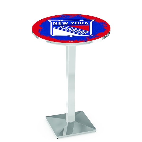 Holland Bar Stool Co 42" Chrome New York Rangers Pub Table - L217C4228NYRANG
