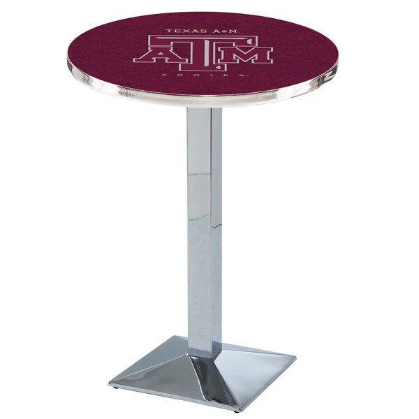 Holland Bar Stool Co 42" Chrome Texas A&M Pub Table - L217C4228TEXA-M