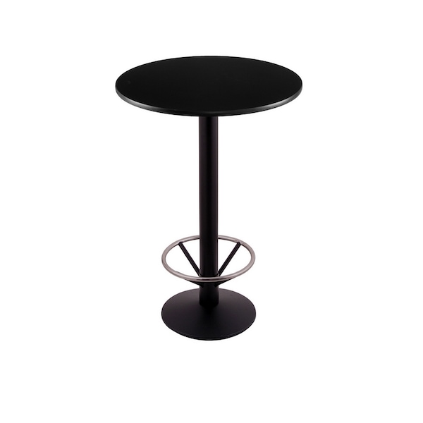 Holland Bar Stool Co 42" 214 Black Table, 24" dia. Top, Foot Ring - 214-1642BW24RFTRG