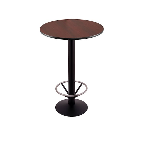 Holland Bar Stool Co 42" 214 Black Table, 24" dia. Top, Foot Ring - 214-1642BW24RFTRG