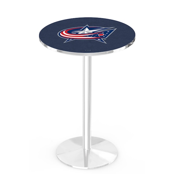 Holland Bar Stool Co 42" Chrome Columbus Blue Jackets Pub Table, 36" dia. Top - L214C4236COLBLU