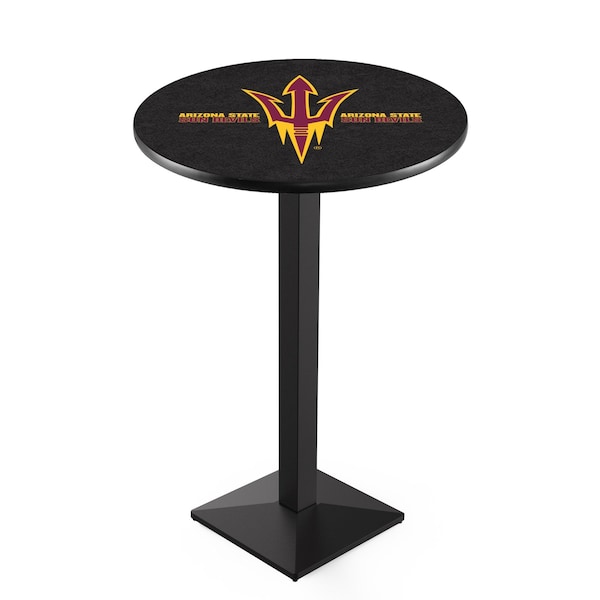 Holland Bar Stool Co 36" Blk Wrinkle Arizona State Pub Table, Pitchfork, 36" dia. Top - L217B3636ARIZST-F