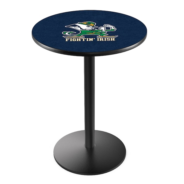 Holland Bar Stool Co 36" Blk Wrinkle Notre Dame Leprechaun Pub Table, 36" dia. Top - L214B3636ND-LEP