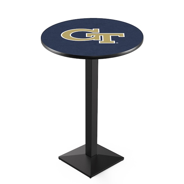 Holland Bar Stool Co 36" Blk Wrinkle Georgia Tech Pub Table, 36" dia. Top - L217B3636GATECH