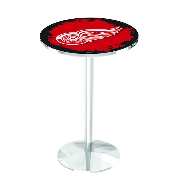 Holland Bar Stool Co 42" Chrome Detroit Red Wings Pub Table - L214C4228DETRED