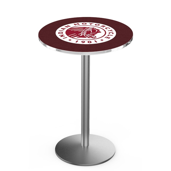 Holland Bar Stool Co 42" Stainless Steel Indian Motorcycle Pub Table, 36" dia. Top - L214S4236INDN-HD
