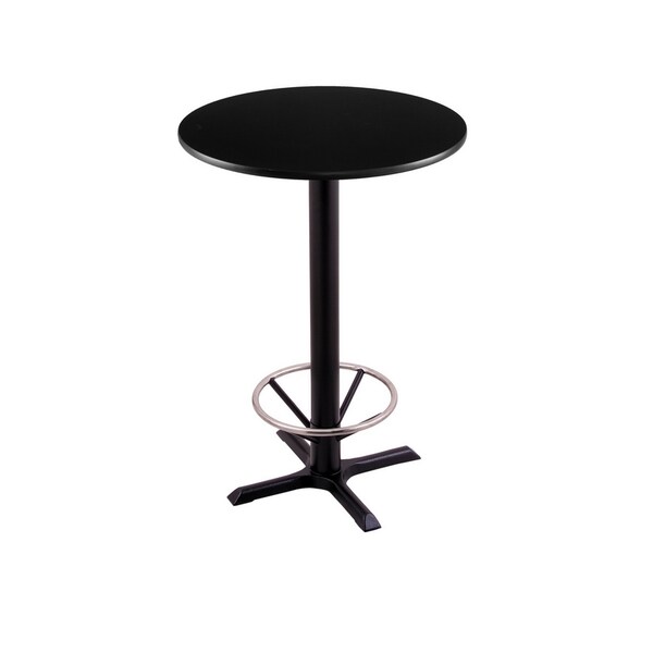 Holland Bar Stool Co 42" 211 Black Table, 24" dia. Top, Foot Ring - 211-2242BW24RFTRG