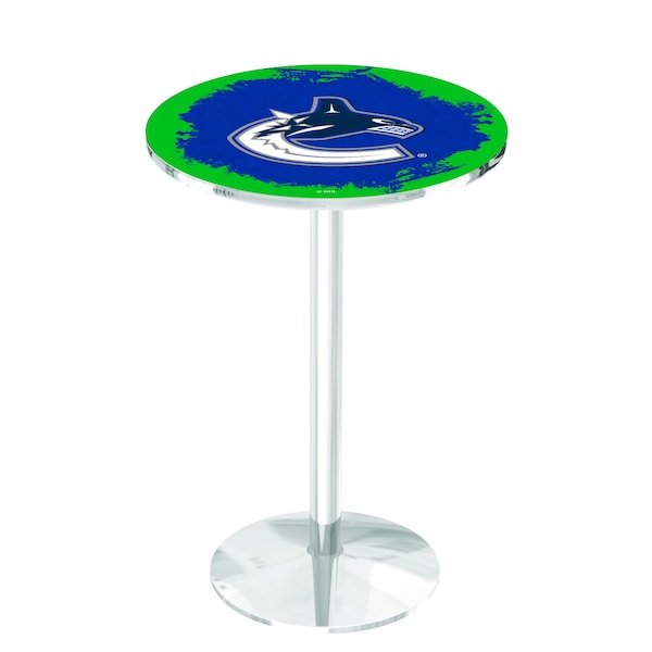Holland Bar Stool Co 36" Chrome Vancouver Canucks Pub Table - L214C3628VANCAN