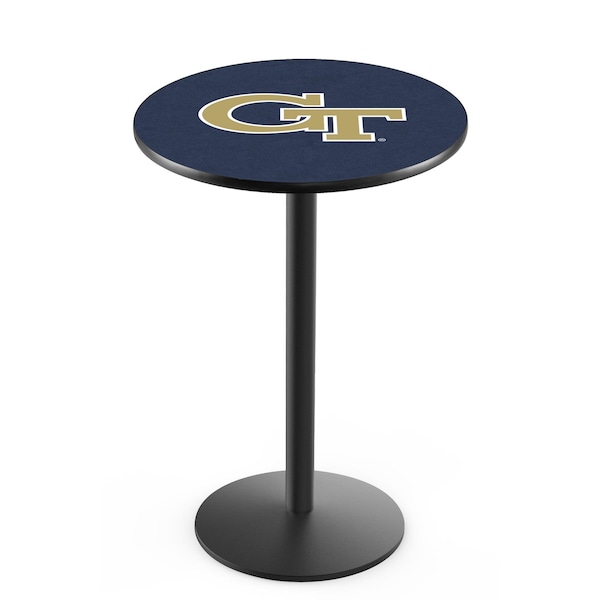Holland Bar Stool Co 42" Blk Wrinkle Georgia Tech Pub Table, 36" dia. Top - L214B4236GATECH