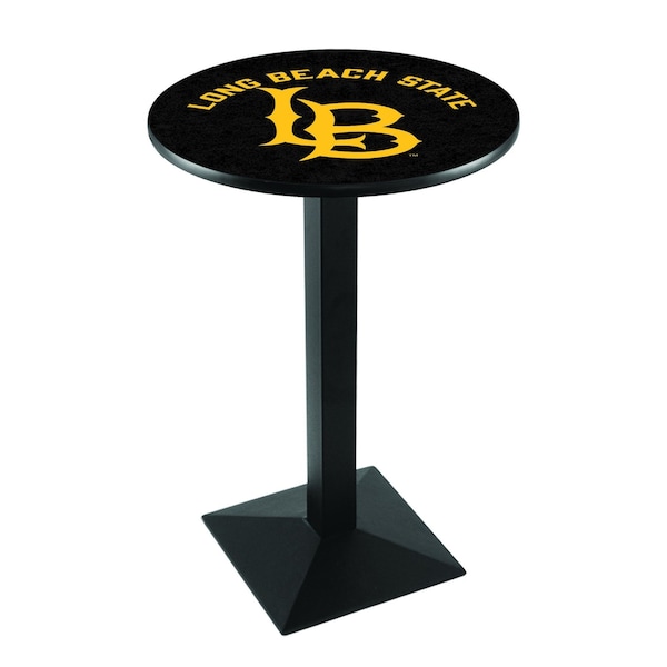 Holland Bar Stool Co 42" Blk Wrinkle Long Beach State University Pub Table, 36" dia. Top - L217B4236LBSTUN