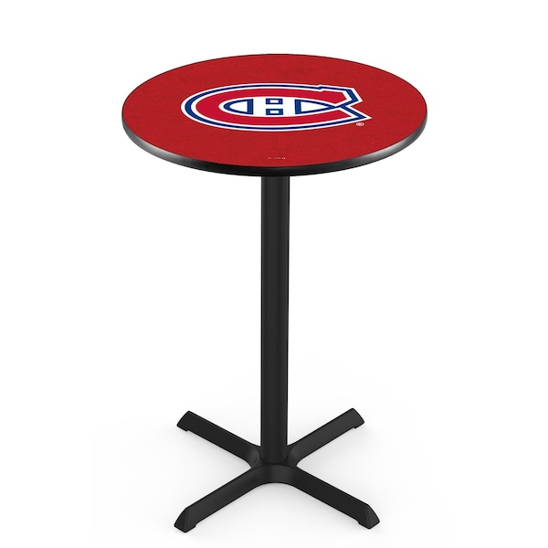 Holland Bar Stool Co 36" Blk Wrinkle Montreal Canadiens Pub Table, 36" dia. Top - L211B3636MONCAN