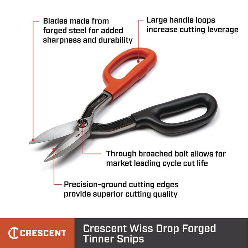 Crescent Wiss 10 in. Offset-Cut Drop Forged Tinner Snips - WDF10O