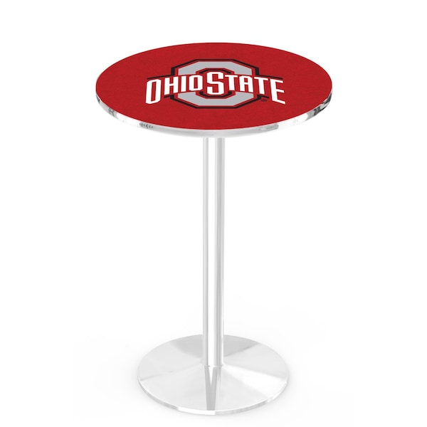Holland Bar Stool Co 42" Chrome Ohio State Pub Table, 36" dia. Top - L214C4236OHIOST