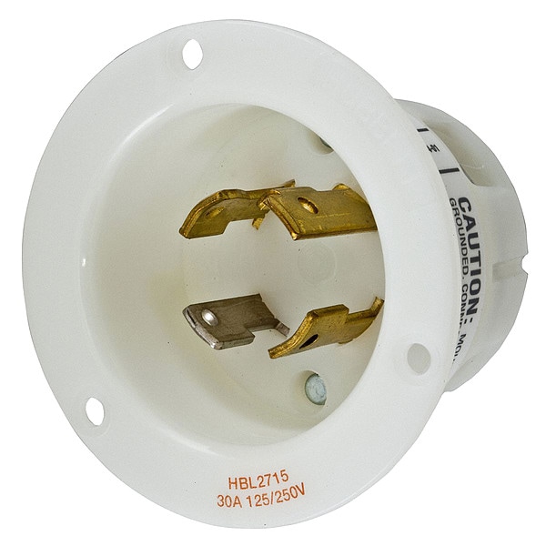 Hubbell 30A Flanged Twist-Lock Inlet 3P 4W 125/250VAC L14-30P WT - HBL2715