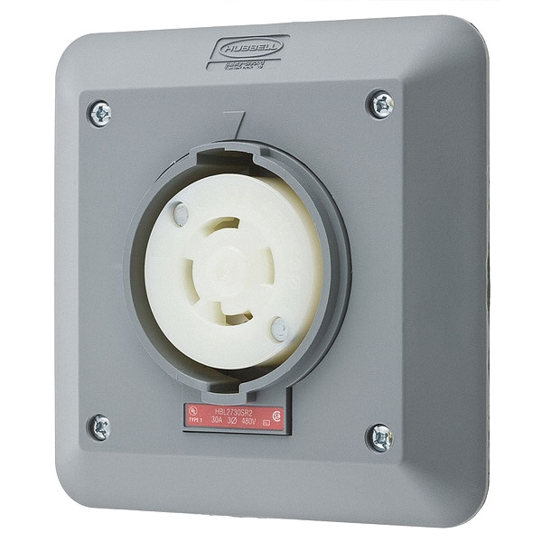 Hubbell 30A Twist-Lock Receptacle 3P 4W 480VAC L16-30R GY - HBL2730SR2