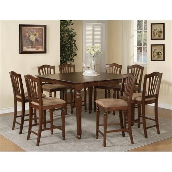East West Furniture East West Furniture CHEL7-MAH-C 7 Piece Pub Height Set- Square Counter Height Table With 6 Stools - CHEL7-MAH-C