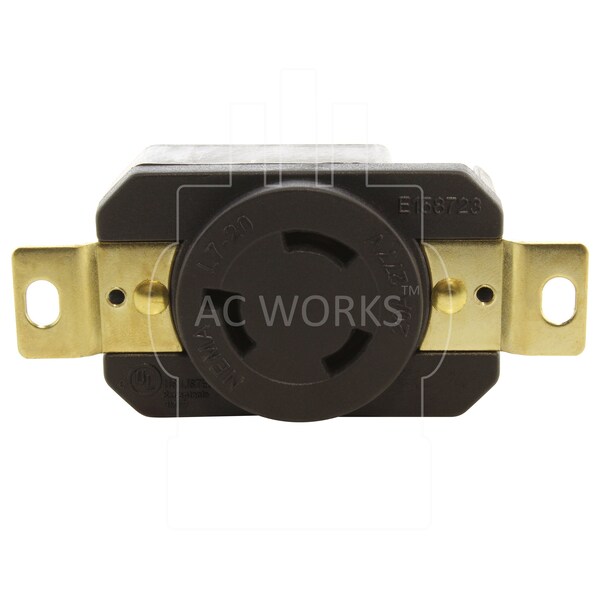 Ac Works NEMA L7-20R 20A 277V Flush Mount Locking Industrial Grade Receptacle - FML720R