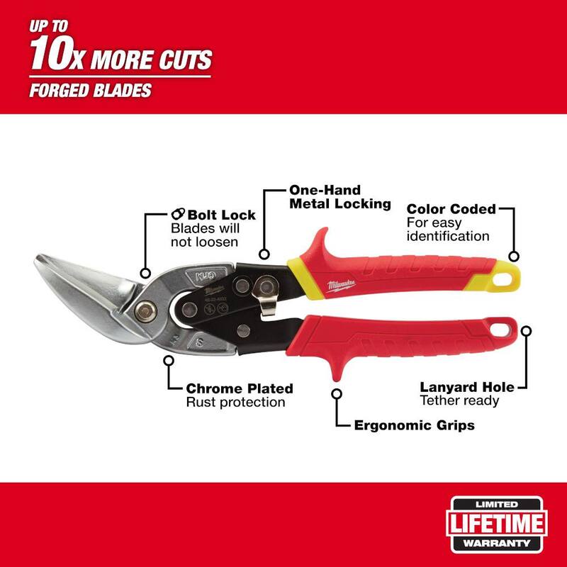 Milwaukee 10 in. Straight-Cut Offset Aviation Snips - 48-22-4532