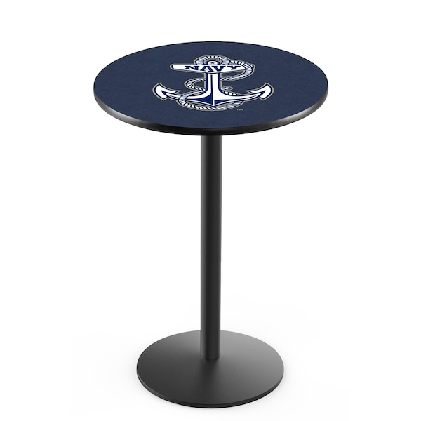 Holland Bar Stool Co 42" Blk Wrinkle US Naval Academy NAVY Pub Table, 36" dia. Top - L214B4236USNAVA