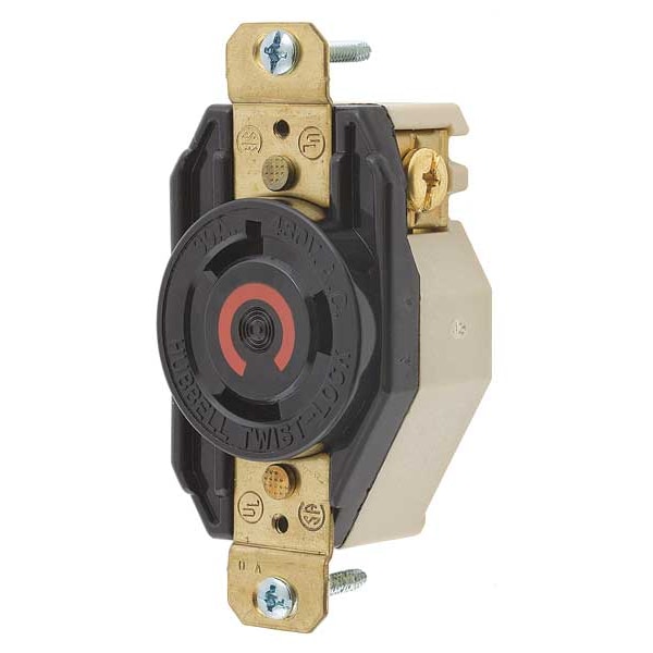 Hubbell 30A Twist-Lock Receptacle 2P 3W 480VAC L8-30R BK - HBL2640