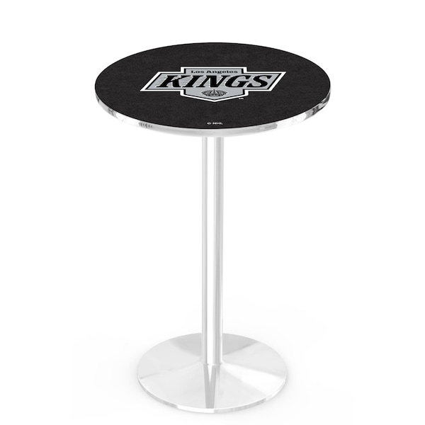 Holland Bar Stool Co 36" Chrome Los Angeles Kings Pub Table, 36" dia. Top - L214C3636LAKING