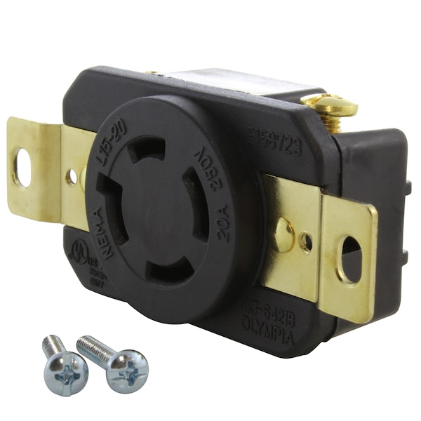 Ac Works 20A 3-Phase 250V L15-20R Flush Mount Locking Industrial Grade Receptacle UL CUL - FML1520R