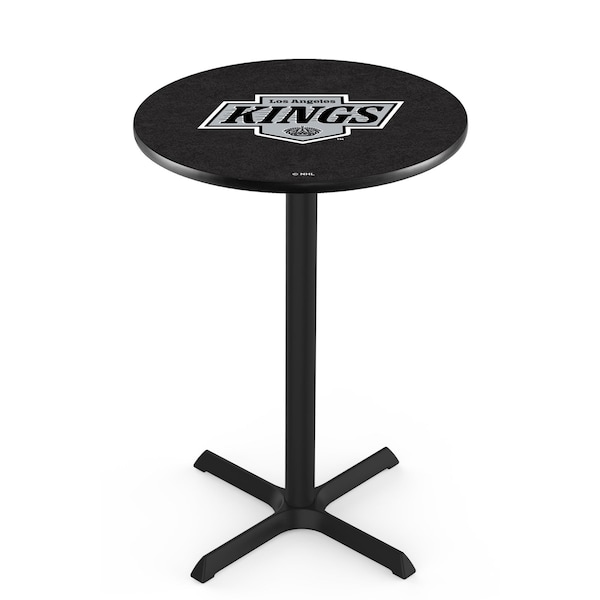 Holland Bar Stool Co 36" Blk Wrinkle Los Angeles Kings Pub Table, 36" dia. Top - L211B3636LAKING