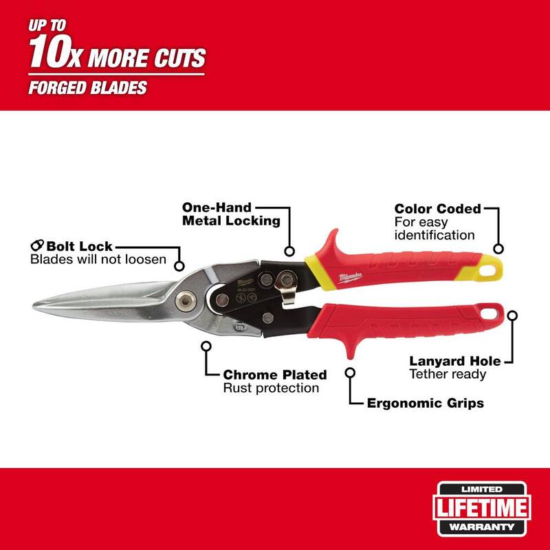Milwaukee 11.5 in. Long Straight-Cut Aviation Snips - 48-22-4537