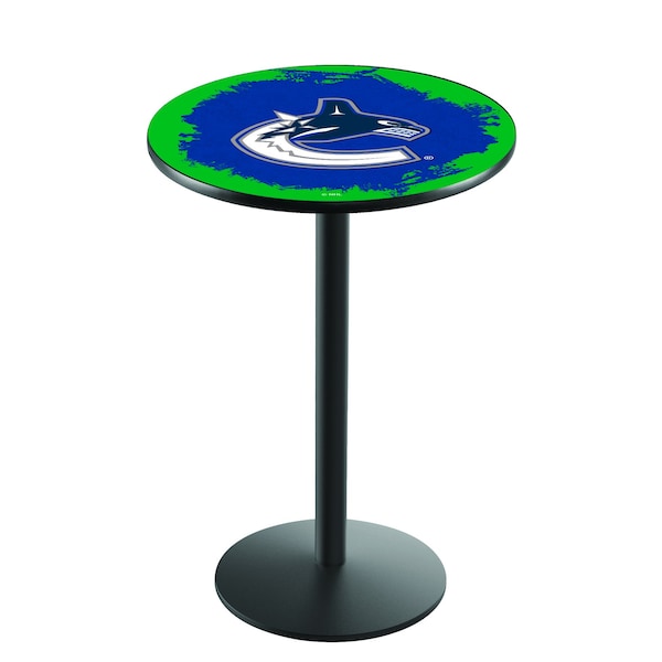 Holland Bar Stool Co 36" Blk Wrinkle Vancouver Canucks Pub Table - L214B3628VANCAN