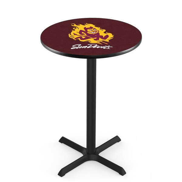Holland Bar Stool Co 36" Blk Wrinkle Arizona State Pub Table, Sparky Logo, 36" dia. Top - L211B3636ARIZST-S