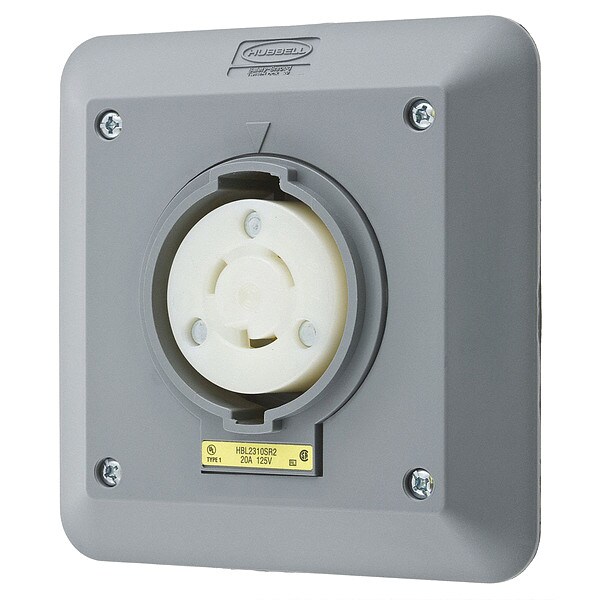 Hubbell 20A Twist-Lock Receptacle 2P 3W 125VAC L5-20R GY - HBL2310SR2