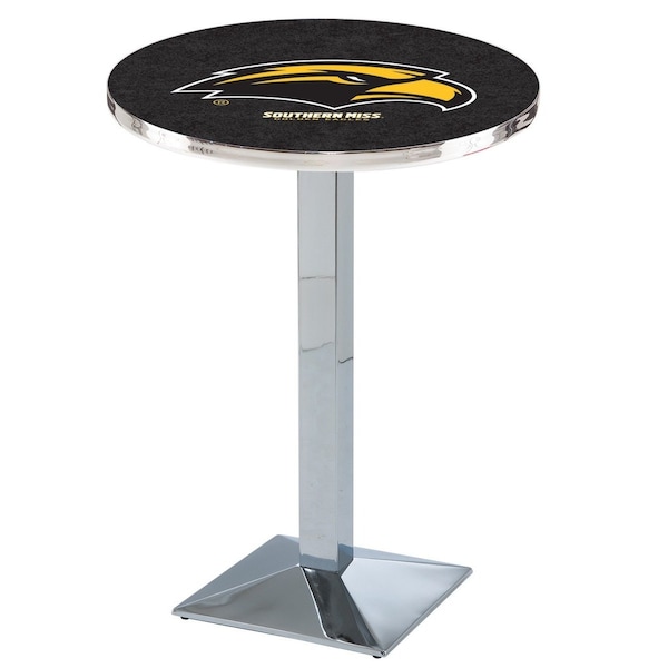 Holland Bar Stool Co 42" Chrome Southern Miss Pub Table, 36" dia. Top - L217C4236SOUMIS