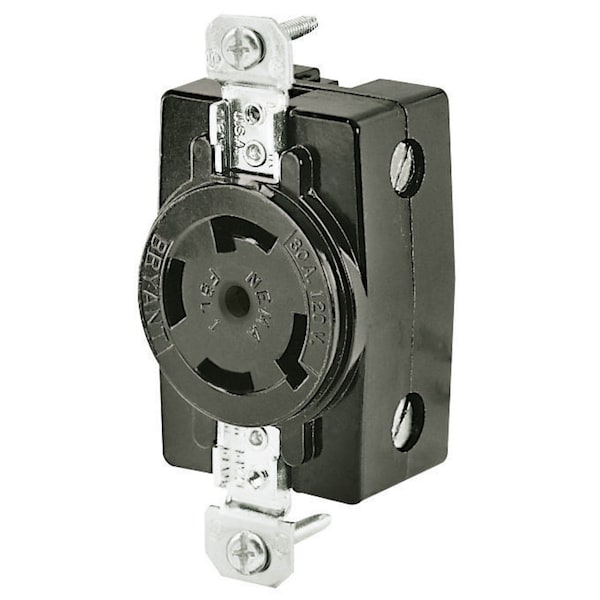 Bryant Locking Device, Flush Receptacle, 30A 3-Phase Wye 120/208V AC 400Hz, 4-Pole 5-Wire Grounding, FSL4R - FSL4FR