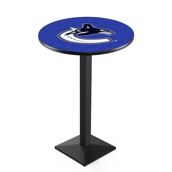 Holland Bar Stool Co 42" Blk Wrinkle Vancouver Canucks Pub Table, 36" dia. Top - L217B4236VANCAN