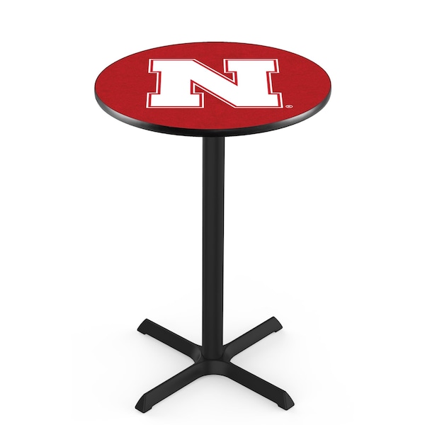 Holland Bar Stool Co 36" Blk Wrinkle Nebraska Pub Table, 36" dia. Top - L211B3636NEBRUN