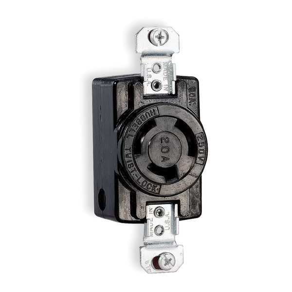 Hubbell 20A Twist-Lock Receptacle 2P 3W 250VAC BK - HBL7310BG