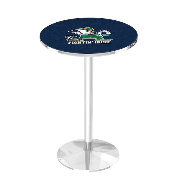 Holland Bar Stool Co 36" Chrome Notre Dame Leprechaun Pub Table, 36" dia. Top - L214C3636ND-LEP