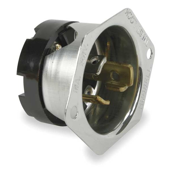 Hubbell 15A Flanged Locking Inlet 2P 3W 125VAC L5-15P BK - HBL4716